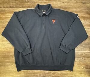 Vintage RainSwetter MooreGuard Mens XL Black Quarter Zip Golf Pullover USA